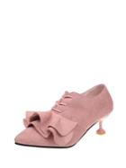 Romwe Ruffle Design Lace Up Heeled Shoes