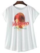 Romwe White Short Sleeve Letters Mango Print T-shirt