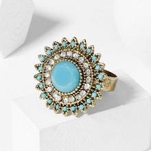 Romwe Contrast Round Gemstone Ring