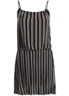 Romwe Spaghetti Strap Vertical Striped Chiffon Dress