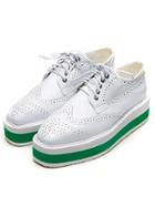 Romwe White Square Toe Lace Up Flat Shoes