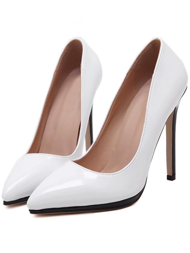 Romwe White Point Toe High Stiletto Heel Pumps