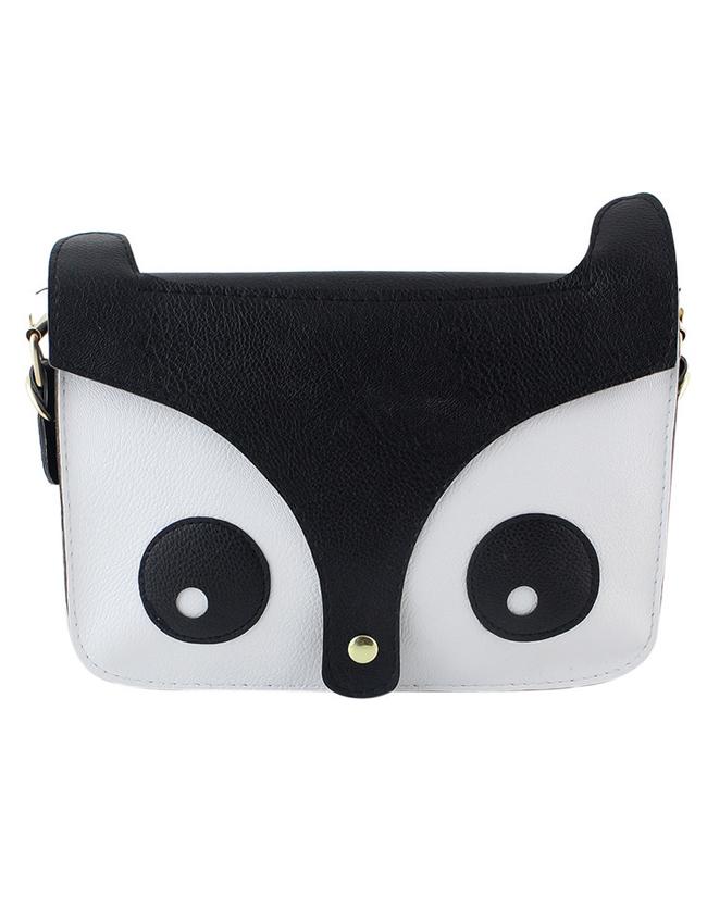 Romwe Black Cute Animal Head Pu Shoulder Bag