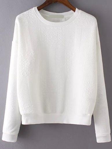 Romwe Dropped Shoulder Seam Embossed Sweatshirt