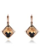Romwe Gold Crystal Square Earrings