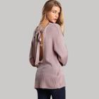 Romwe Knot Back Solid Sweater