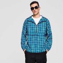 Romwe Guys Plaid Hooded Anorak Windbreaker Jacket