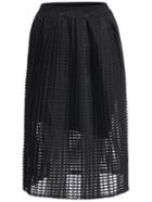 Romwe Elastic Waist Plaid Pleated Black Skirt