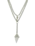 Romwe Silver Plated Chain Rhinestone Necklace