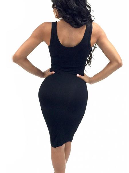Romwe Black Bodycon Tank Dress
