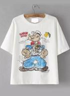 Romwe Popeye Print Loose T-shirt