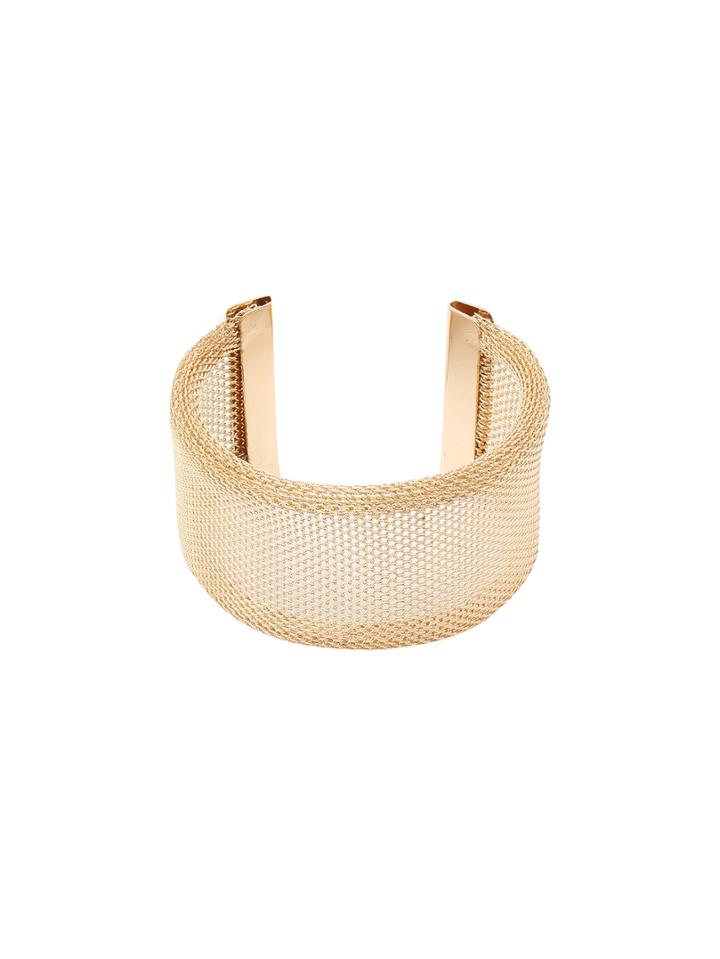 Romwe Gold Alloied Wide Cuff Bracelet