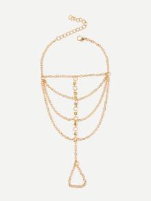 Romwe Finger Ring Combination Chain Bracelet