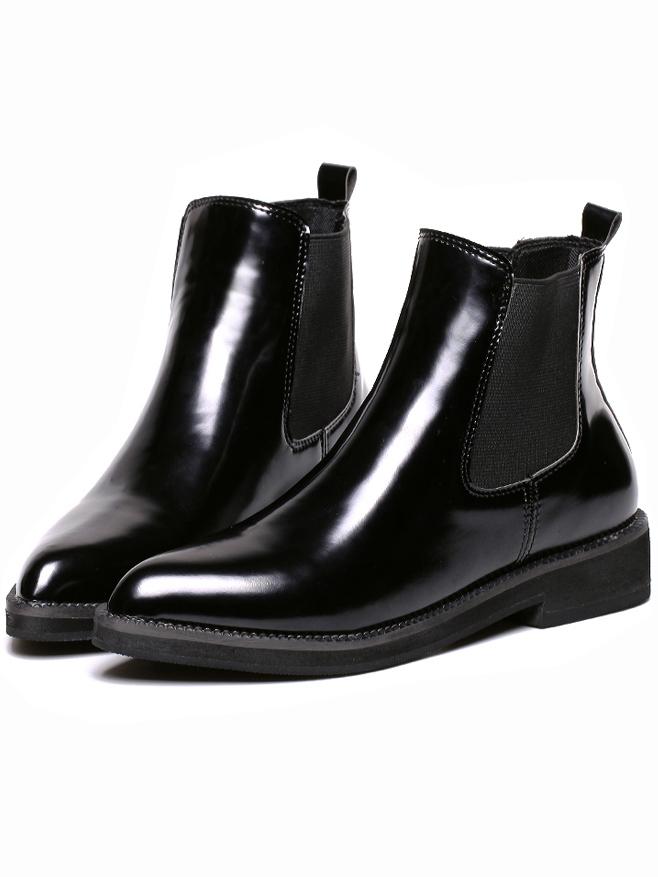 Romwe Point Toe Stretch Contrast Inserts Ankle Boots