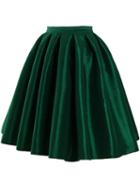 Romwe High Waist Vintage Pleated Green Skirt