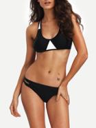 Romwe Contrast Cutout Racerback Bikini Set