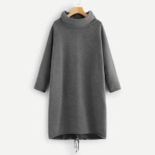 Romwe Solid Raglan Sleeve Sweatshirt Dress