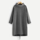 Romwe Solid Raglan Sleeve Sweatshirt Dress