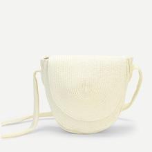 Romwe Curved Straw Flap Bag