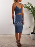 Romwe Blue Spaghetti Strap Cut Out Sheath Dress