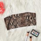 Romwe Snake Print Contrast Lace Cami Top