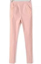 Romwe Elastic Waist Lace Insert With Rivet Pink Pant