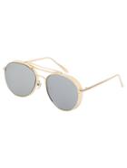 Romwe Gold Thick Frame Double Bridge Retro Style Sunglasses