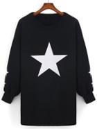 Romwe Star Print Loose Sweatshirt