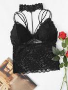 Romwe Lace Cut Out Choker Detail Cami Top