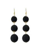 Romwe Black Long Chain Ball Pattern Dangle Earrings