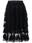 Romwe Elastic Waist Mesh Black Skirt