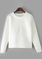 Romwe Hooded Loose White Sweatshirt