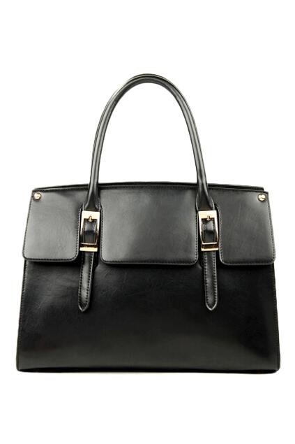 Romwe Double Buckled Black Pu Bag