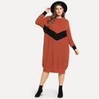 Romwe Plus Color-block Sweater Dress