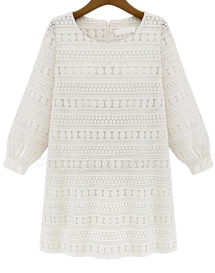 Romwe Hollow Lace Straight Dress