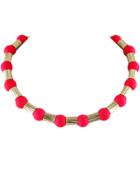 Romwe Red Bead Gold Fashion Necklace