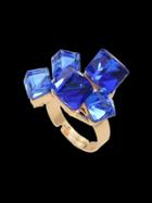 Romwe Blue Crystal  Geometric Finger Ring