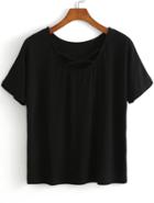 Romwe Criss Cross Front Black T-shirt