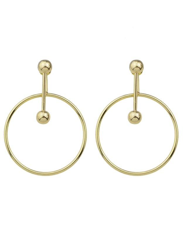 Romwe Punk Rock Gold Color Big Circle Dangle Earrings