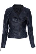 Romwe Black Long Sleeve Zipper Pu Leather Jacket