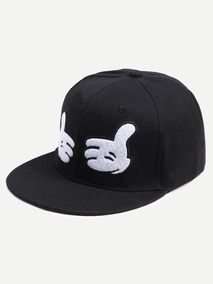 Romwe Black And White Hands Canvas Baseball Hat