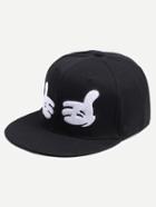 Romwe Black And White Hands Canvas Baseball Hat