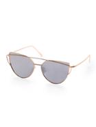 Romwe Gold Metal Frame Double Bridge Grey Lens Sunglasses