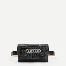 Romwe Chain Decor Crocodile Pattern Bum Bag