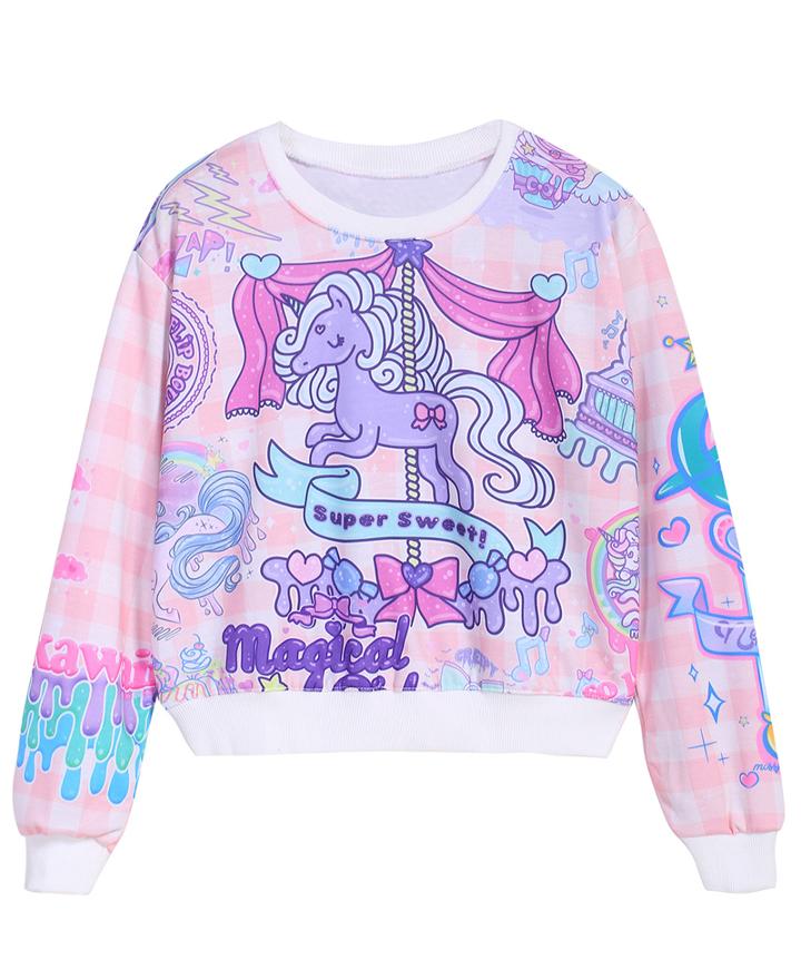 Romwe Trojans Print Crop Sweatshirt