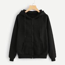 Romwe Solid Hooded Jacket