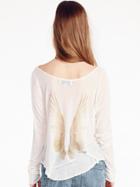 Romwe Wing Print Loose White T-shirt