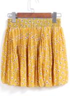Romwe Elastic Waist Flower Print Pleated Skirt