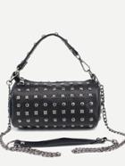 Romwe Black Studded Mini Duffle Bag