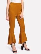Romwe Elastic Waist Ruffle Hem Pants